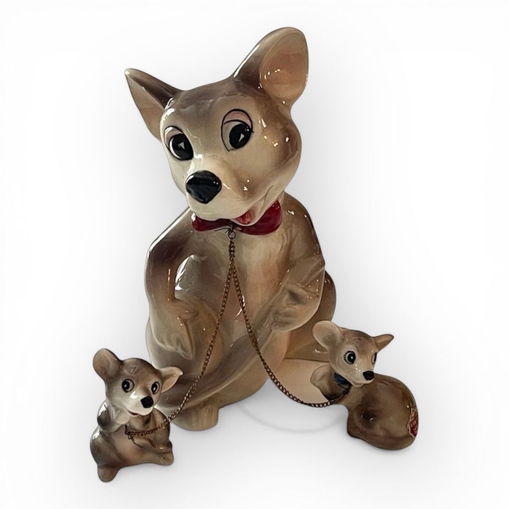 Adorable Mouse Family Mom & Babies Chain Mid Century Japan